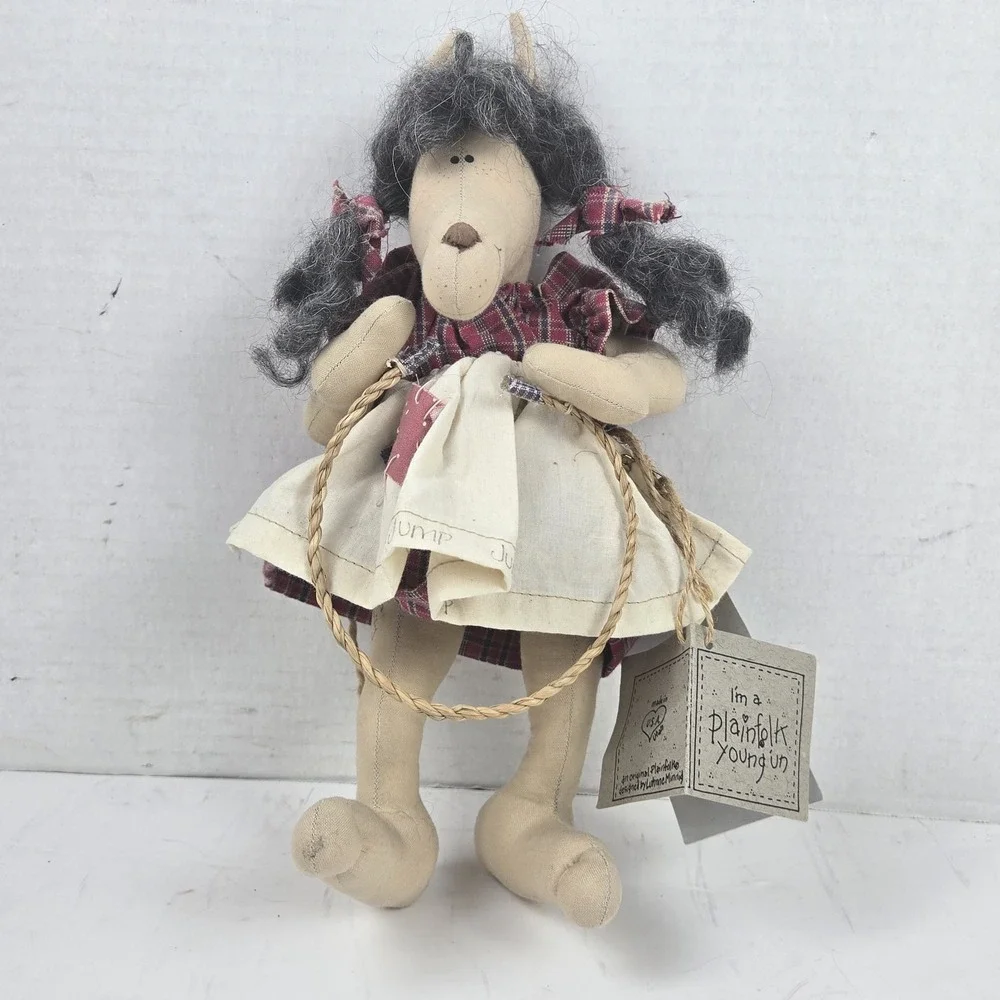 Plainfolk Kin Collection 1994 Handmade Wolf Young Un Doll Cottagecore Decor NOS
